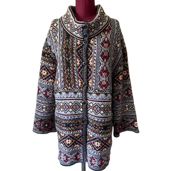 Anthropologie Aldomartins size M Oslo Jumper Coat Cardigan Sweater Coat wool alp - Picture 3 of 11